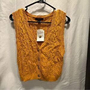 Forever 21 Mustard V-Neck Sweater Vest